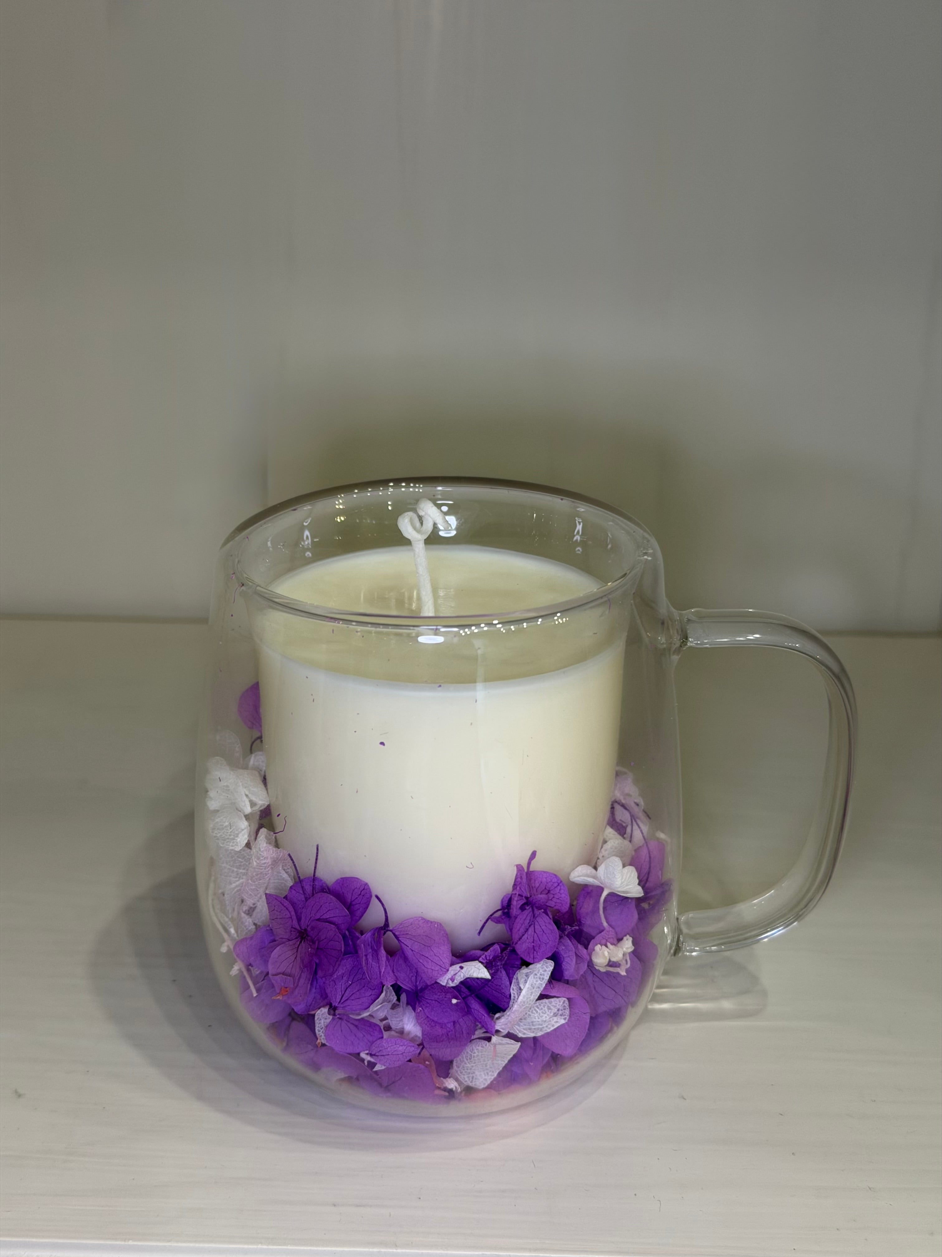 Dubbelwandige tas met droogbloemen