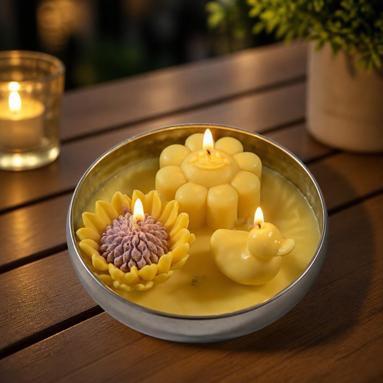 Zomerse terrasschaal met citronella