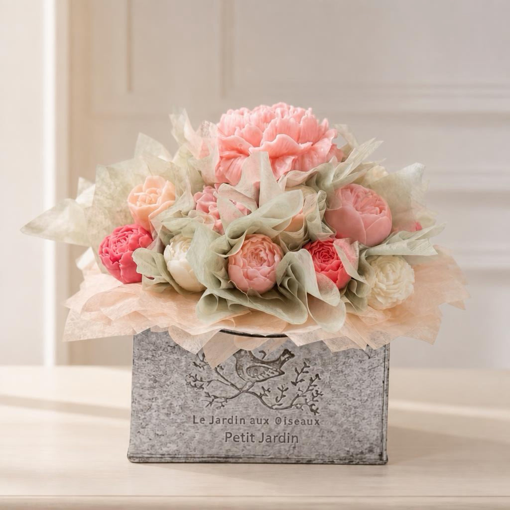 Bouquet Candle in metalen handtas