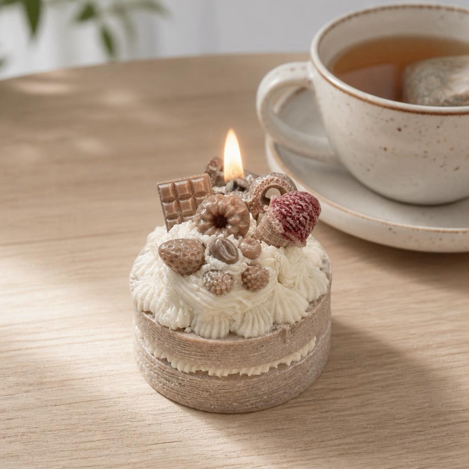 Tea Time Cake met lekkers op schoteltje