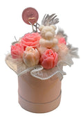 Bouquet Candle in hoedendoos met beertje