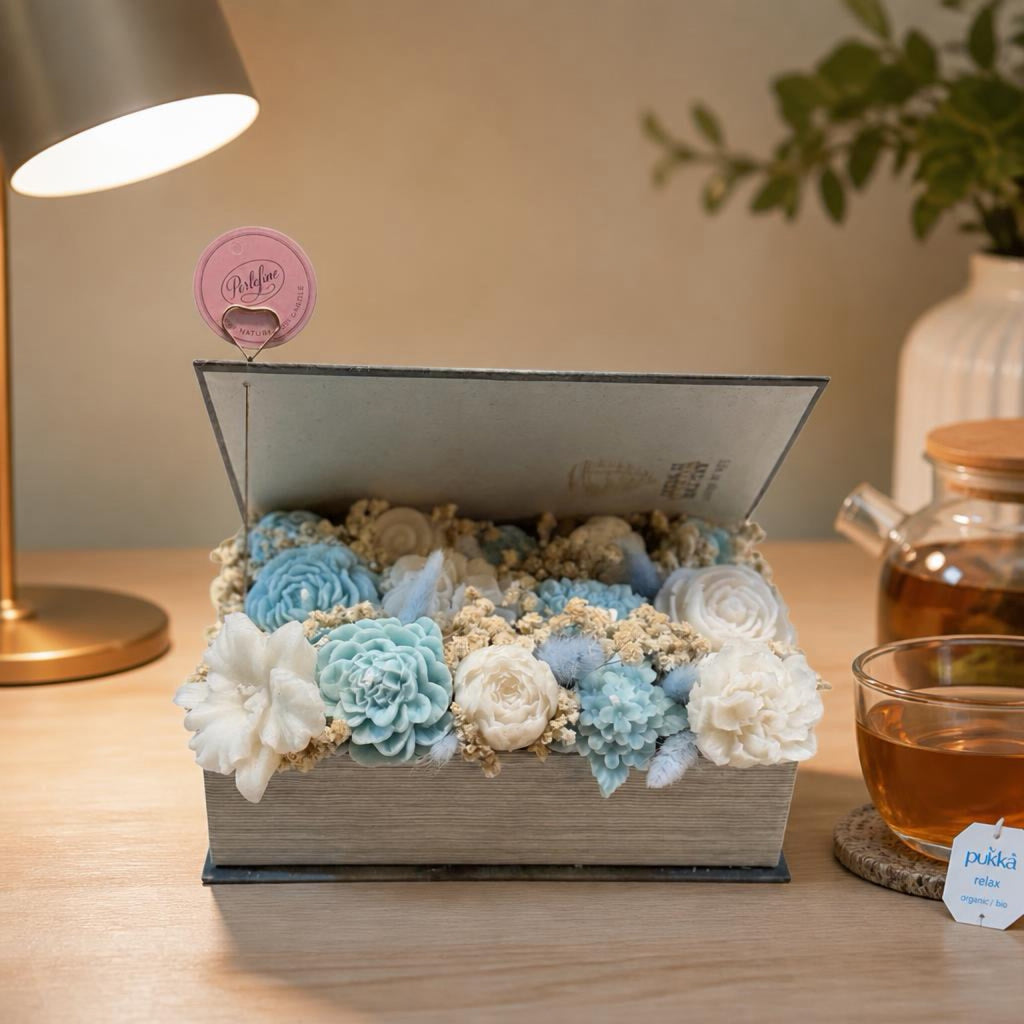 Bouquet Candle een open boek