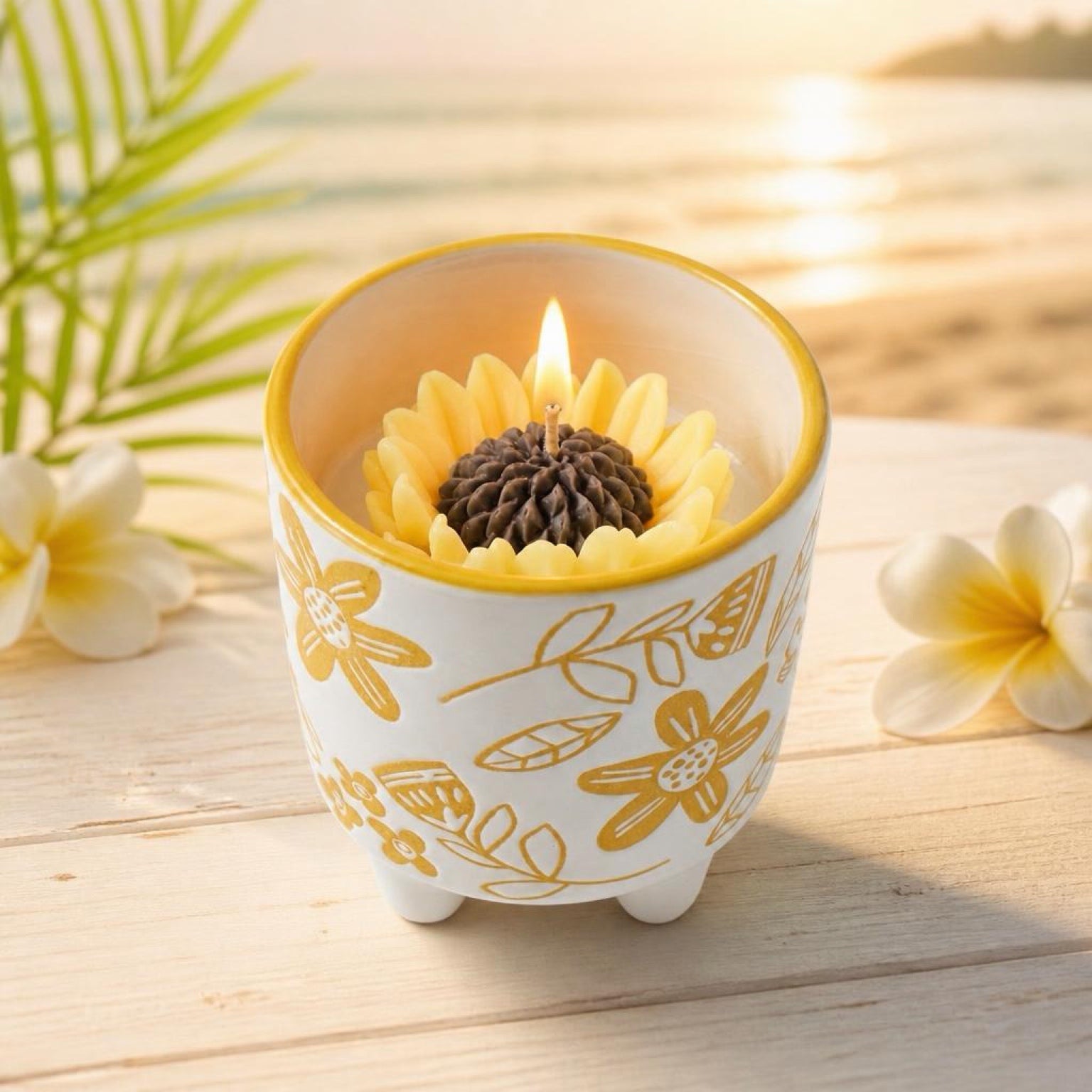 Zomerse tuinkaars met zonnebloem