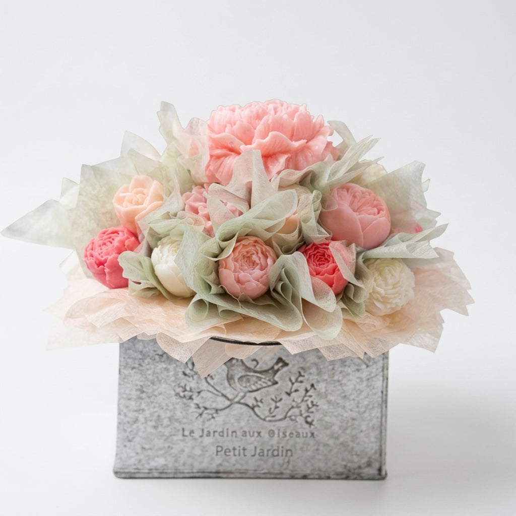 Bouquet Candle in metalen handtas