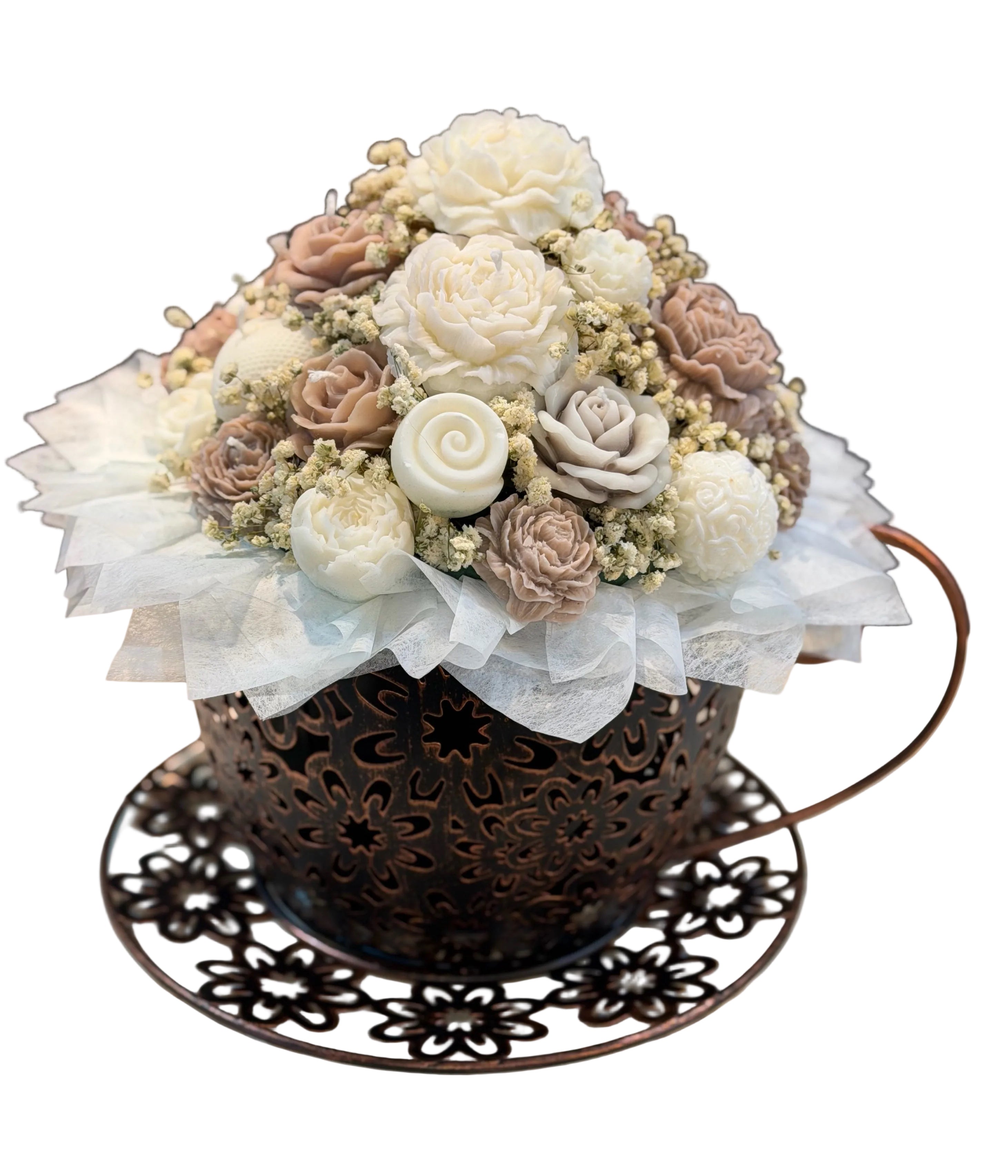 Bouquet Candle in kop en schotel XXL