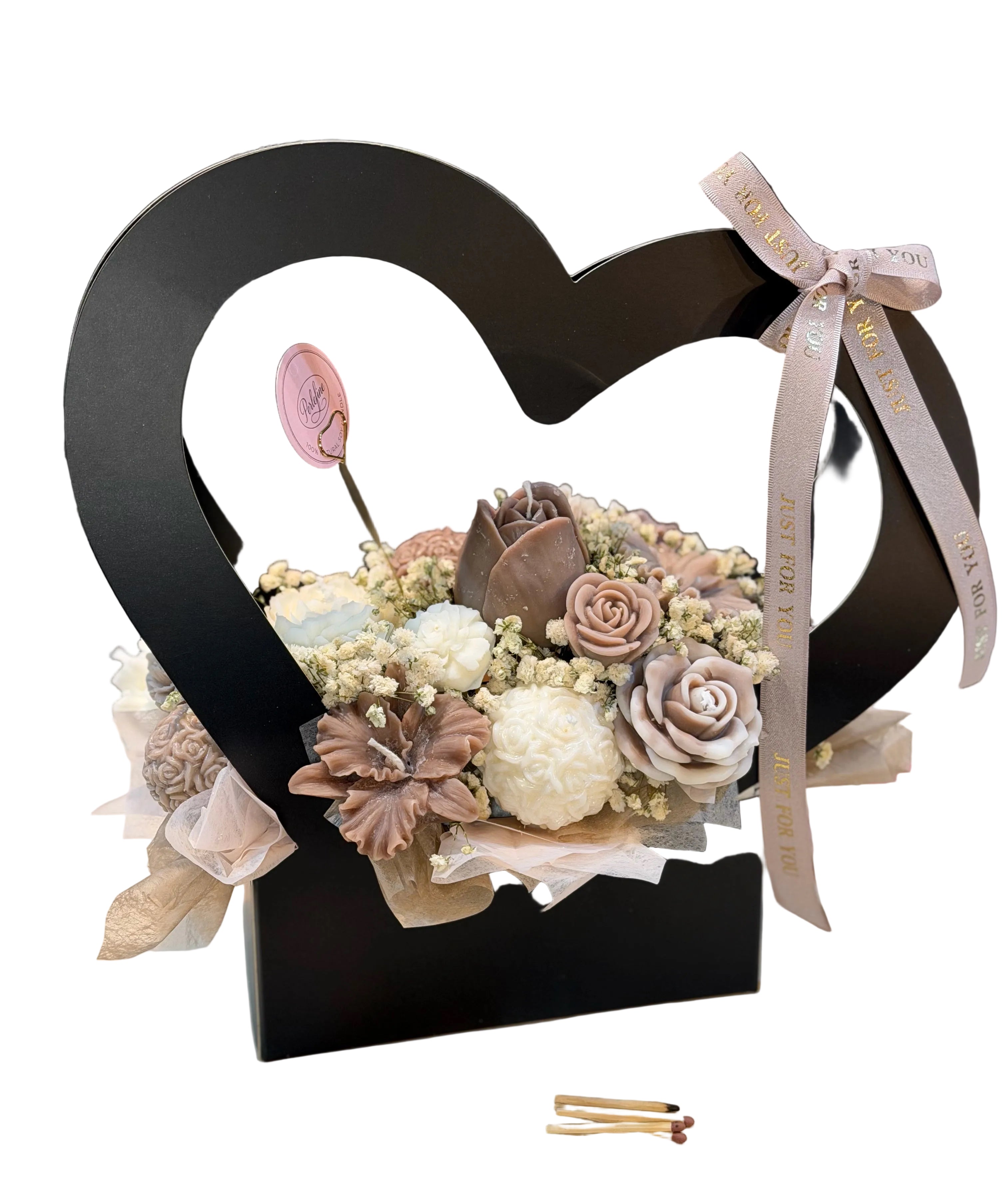 Bouquet Candle in zwart hart